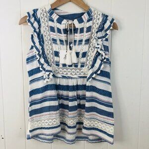 DRA Womens Top La Habana Cascading Ruffles Small